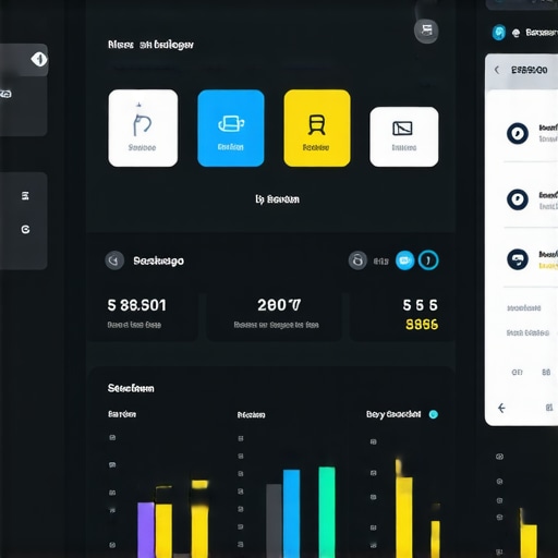 Fleet Management Dashboard for Safety and Reliability A high-tech digital dashboard showing reservation status, safety checks, and vehicle tracking