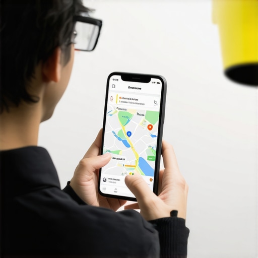 Person tracking a private driver in real-time on a smartphone during a delay.