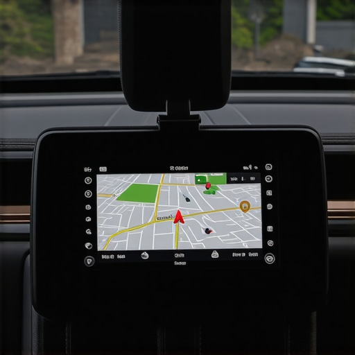 Close-up of a GPS device showing live vehicle tracking on a map.