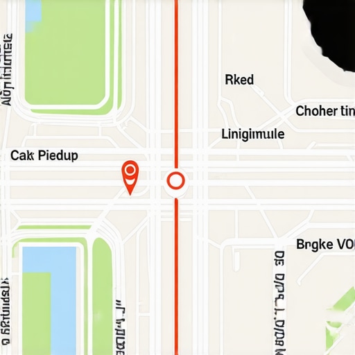Map illustrating a pickup route at a busy city station with real-time traffic data