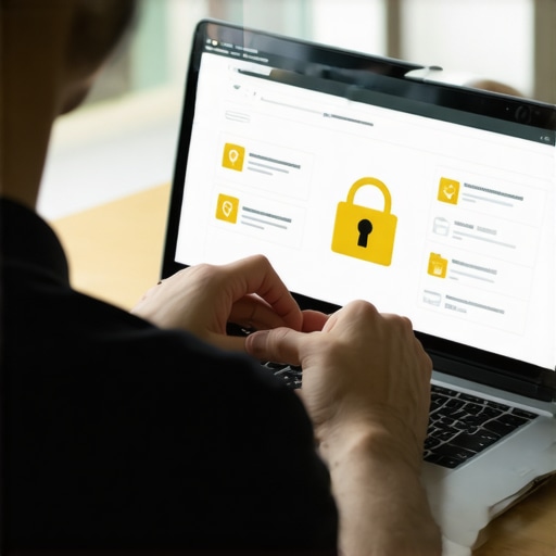 Person checking security and encryption indicators on a laptop for online booking safety