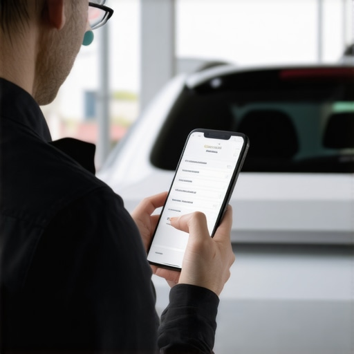 A professional driver confirming booking details on a smartphone with encryption icons.