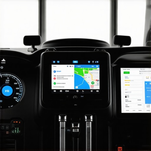 A vehicle dashboard displaying live fuel levels alongside GPS and traffic updates