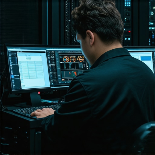 Technician working on server equipment to ensure system stability for reservations