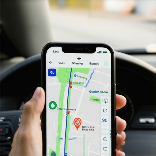 Using Traffic Apps for Reliable Reservations Smartphone with traffic navigation apps open in a car interior.