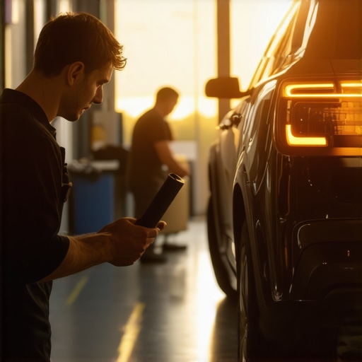 Technicians performing diagnostics on a fleet of cars to ensure safety and punctuality.