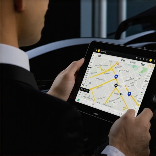 A professional driver using a dedicated real-time vehicle tracking and dispatch system for precise arrival timing.