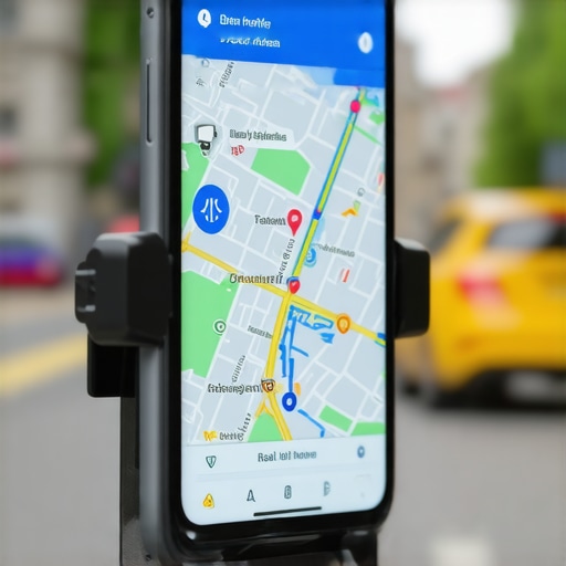 Close-up of a smartphone showing a professional driver tracking app with real-time map and vehicle data.