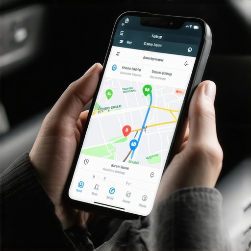 A smartphone showing real-time GPS and flight tracking for hourly chauffeur services