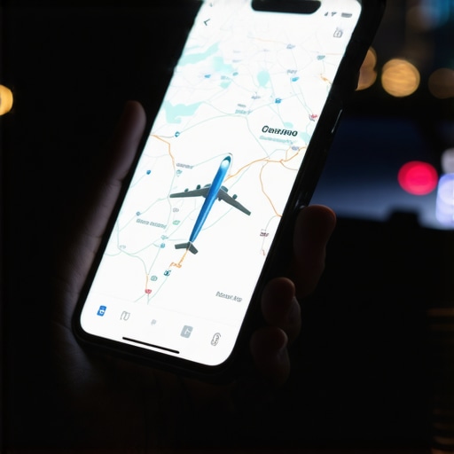 Executive traveler using a flight tracking app to coordinate with a private driver.