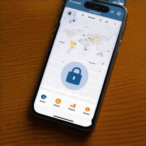 Advanced Transit Security Dashboard A smartphone showing an encrypted logistics app with high-security features for private travel.