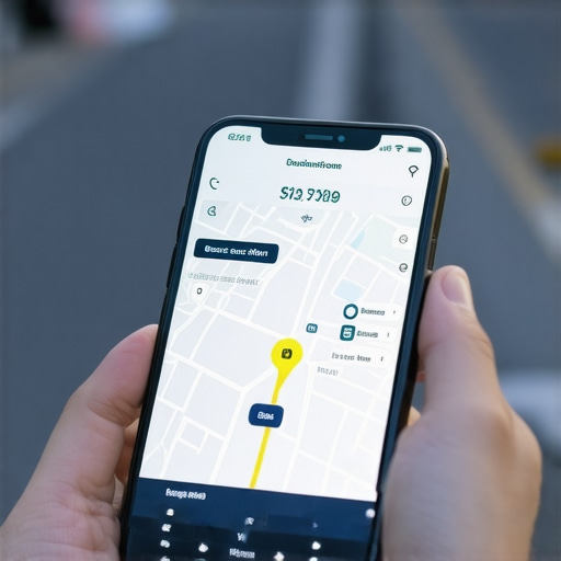 Smartphone showing real-time GPS tracking for a private hire vehicle.