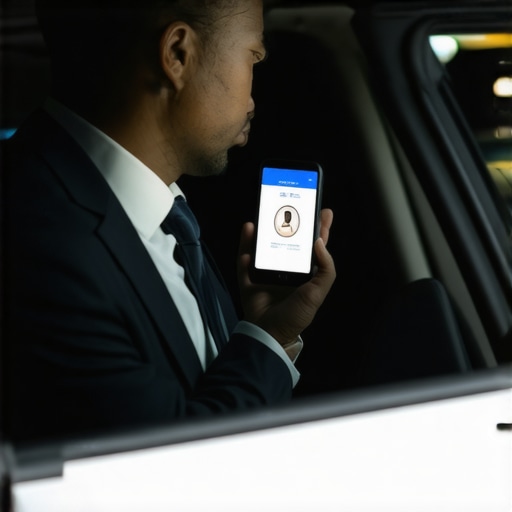 A driver showing their commercial identification badge for safety verification.