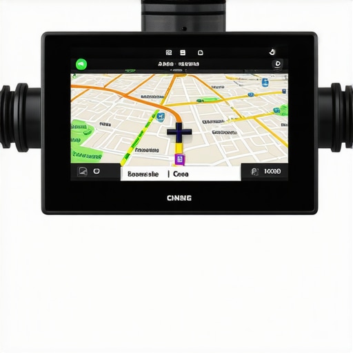 Professional GPS hardware in a luxury car for precise city navigation