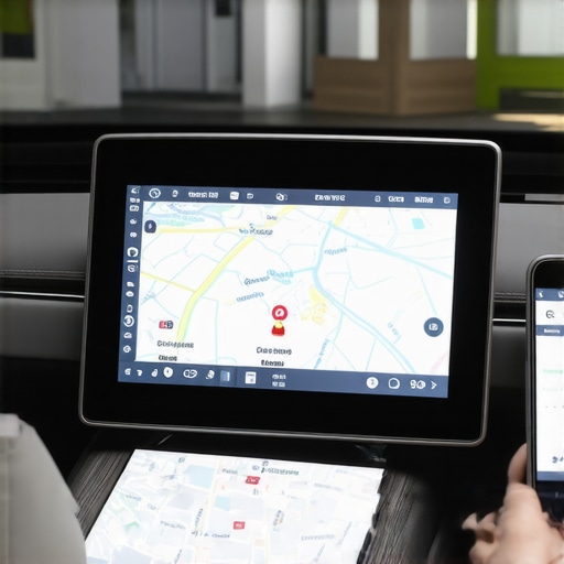 High-tech GPS hardware mounted in a professional vehicle for precise route tracking.