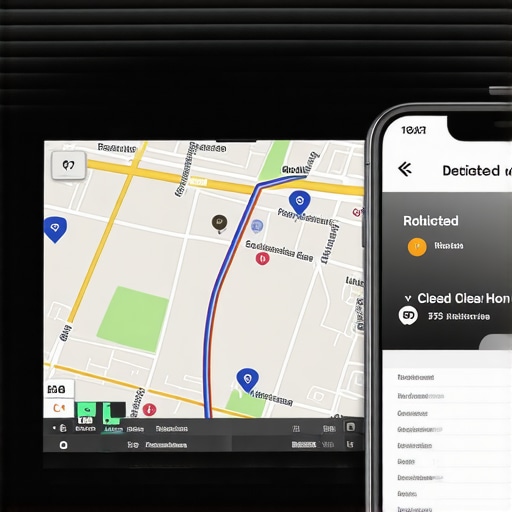 Professional integrated GPS hardware inside a luxury transport vehicle showing a clear navigation route.