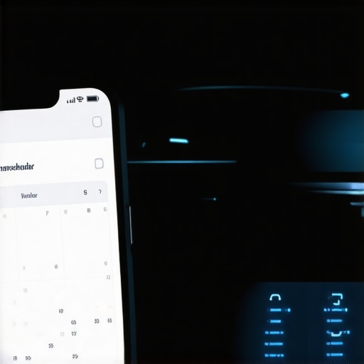 A smartphone showing a synced calendar next to a luxury car dashboard representing professional travel logistics.
