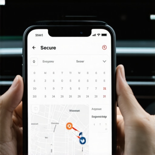 Professional smartphone displaying synced calendar and real-time tracking for secure chauffeur service.