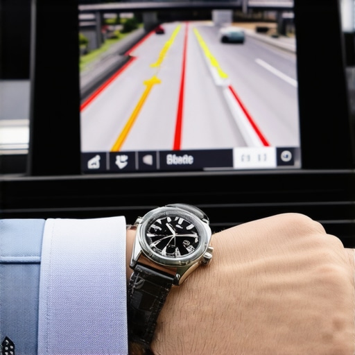 Digital Navigation versus Professional Manual Timekeeping A chauffeur comparing a traffic-heavy GPS map with a wrist watch for punctuality.