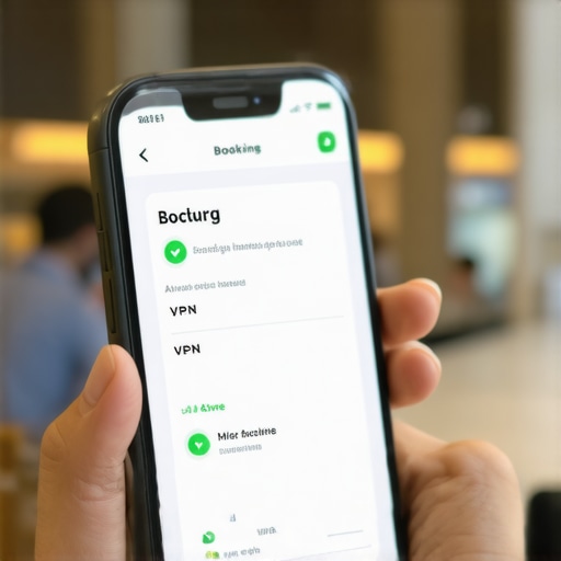 Digital safety measures for hourly reservations Secure mobile booking for private car service showing active VPN protection