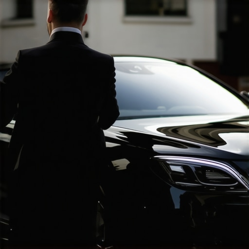 Executive Chauffeured Transportation A professional chauffeur opening a black sedan door for a business client.