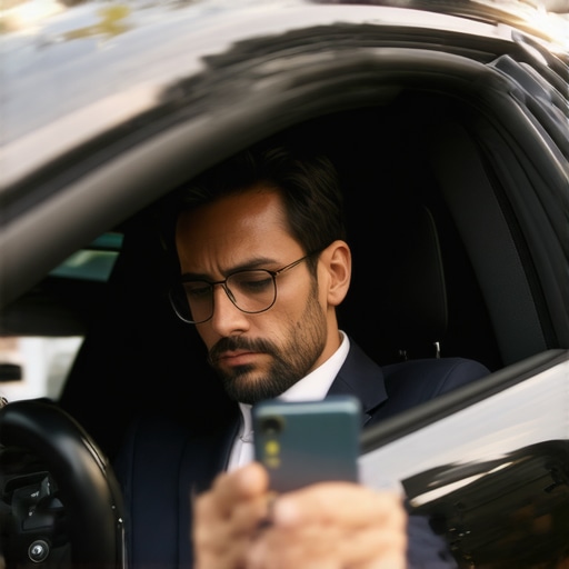A business professional using high-end transit tools and direct communication while traveling.