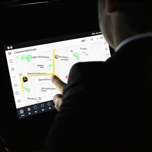 Expert Navigation and Professionalism in Hourly Car Service Professional chauffeur using advanced navigation system in a luxury car