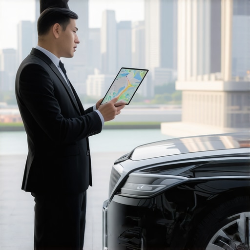 Expert Route Navigation and Professional Oversight Professional chauffeur planning an alternative route for a client