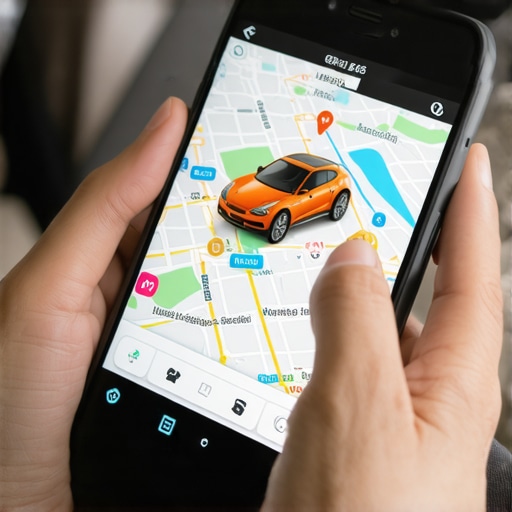 A traveler using a high-precision real-time GPS tracking application to monitor a professional chauffeur service.