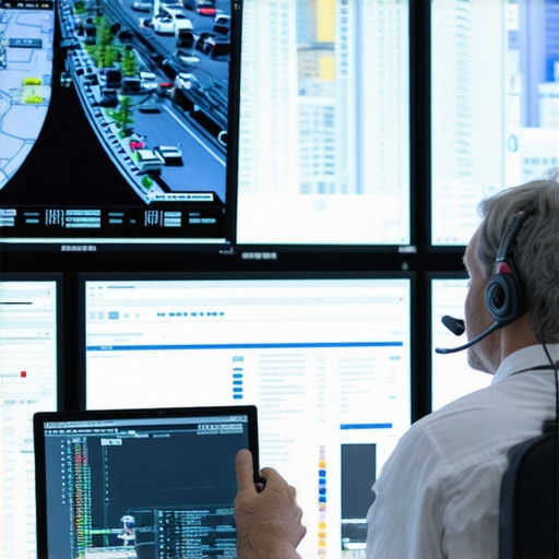 Human Dispatcher Monitoring Fleet Safety A professional dispatcher manually verifying car locations to ensure punctuality.