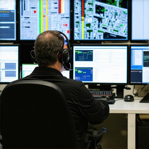 Human Dispatcher Monitoring Urban Traffic Flows A professional dispatcher managing real-time vehicle logistics in a modern command center.