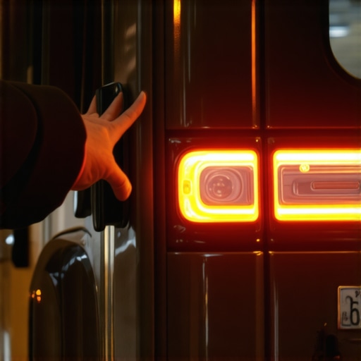 Close-up of hand checking car door and license plate for safety