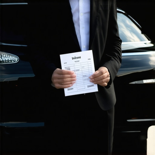 Physical travel itinerary for car service A passenger holding a printed reservation confirmation while waiting for a private driver.