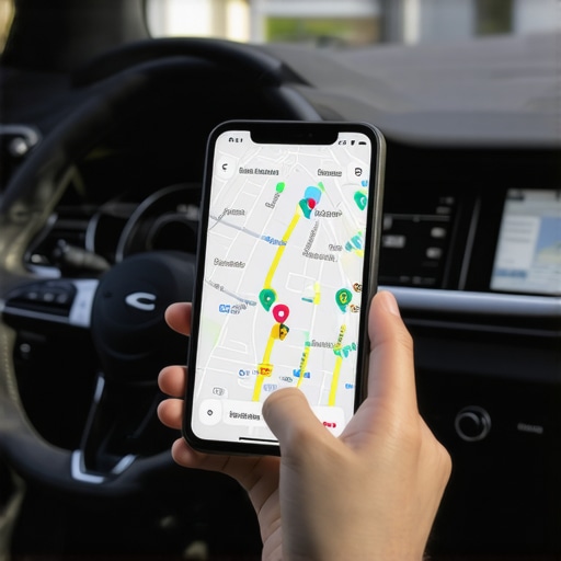 Precision GPS tools for private chauffeurs Professional driver using precise location tools for an on-time reservation