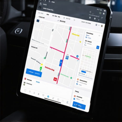 Professional Chauffeur Digital Tools for Punctuality Professional chauffeur tablet showing synced calendar and real-time route tracking