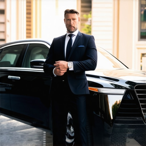 Professional Chauffeur Early Arrival A professional driver arriving early for a luxury car reservation to ensure punctuality.