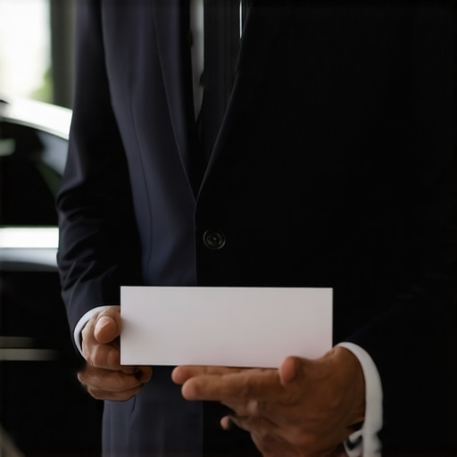 Professional Chauffeur Greeting a Corporate Client A professional chauffeur waiting for a corporate client with a name sign, illustrating reliable hourly booking services.