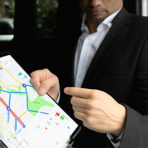 Professional Chauffeur Route Planning A professional chauffeur planning a route to ensure punctuality and safety.