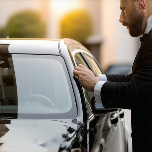 A professional driver performing a safety check inside a premium hourly reservation vehicle