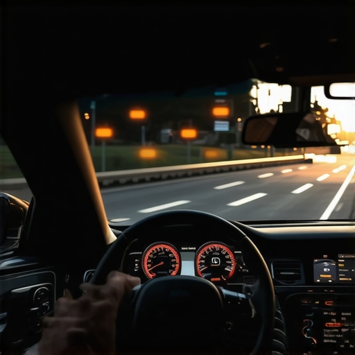 A professional chauffeur driving a premium sedan with a focus on safety and vehicle control