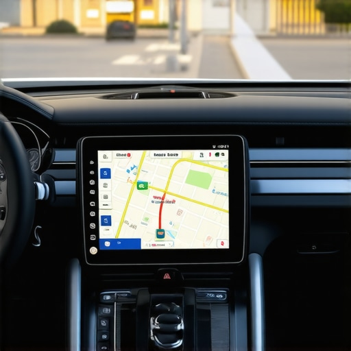 Professional Chauffeur Technology and Telematics High-tech GPS and vehicle monitoring tools inside a professional private car.