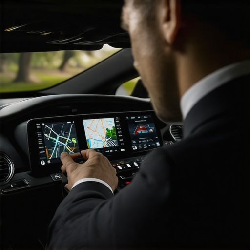 A chauffeur using real-time tracking and dispatch tools for on-time arrival.