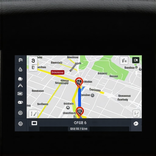 Professional Dedicated GPS Hardware for Secure Navigation A dedicated GPS device mounted in a professional vehicle showing an optimized route for safety and punctuality.