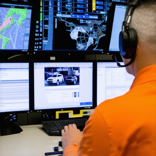 A professional dispatcher managing luxury car reservations from a control room.