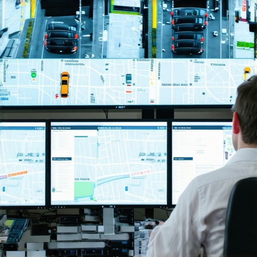 A high-tech dispatch center monitoring private driver fleet safety and arrival times.
