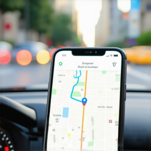 Smartphone displaying flight tracking and chauffeur dispatch apps for secure travel.