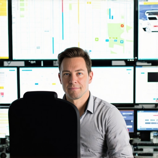 Professional Fleet Dispatch Center A high-tech dispatch center monitoring real-time vehicle data for hourly car services.