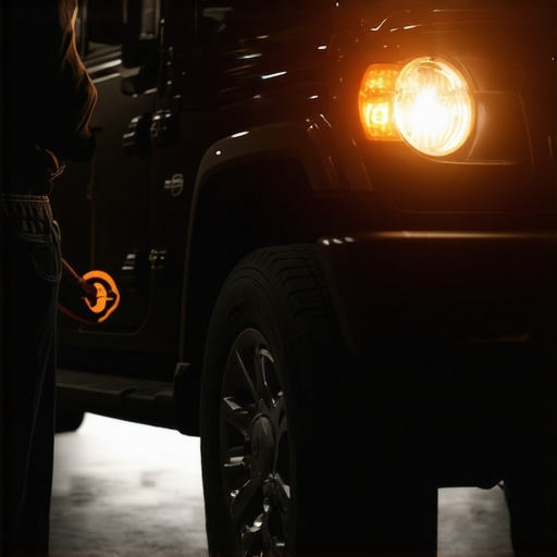 Close up of a driver checking vehicle tires for safety and reliability.