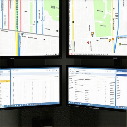 Professional Fleet Telemetry Dashboard A high-tech fleet management screen showing real-time vehicle telemetry and GPS tracking data for passenger safety.