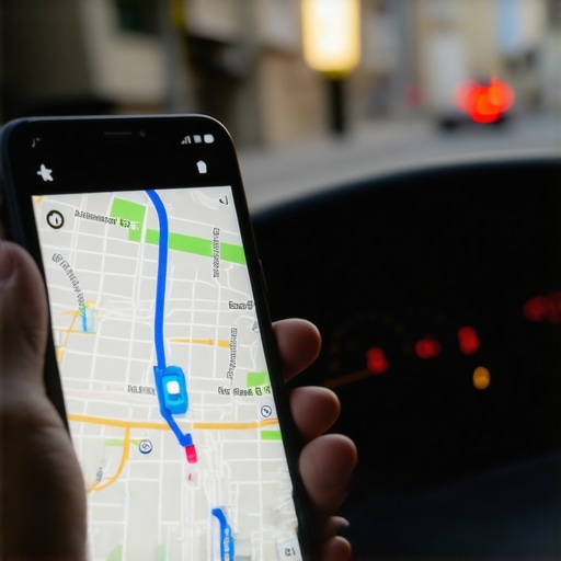 A smartphone showing a real-time GPS tracking map for a professional car service.